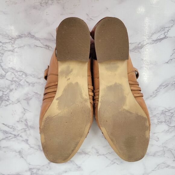 Coldwater Creek Tan Leather Woven Huarache Sandals Closed Toe - Picture 8 of 10